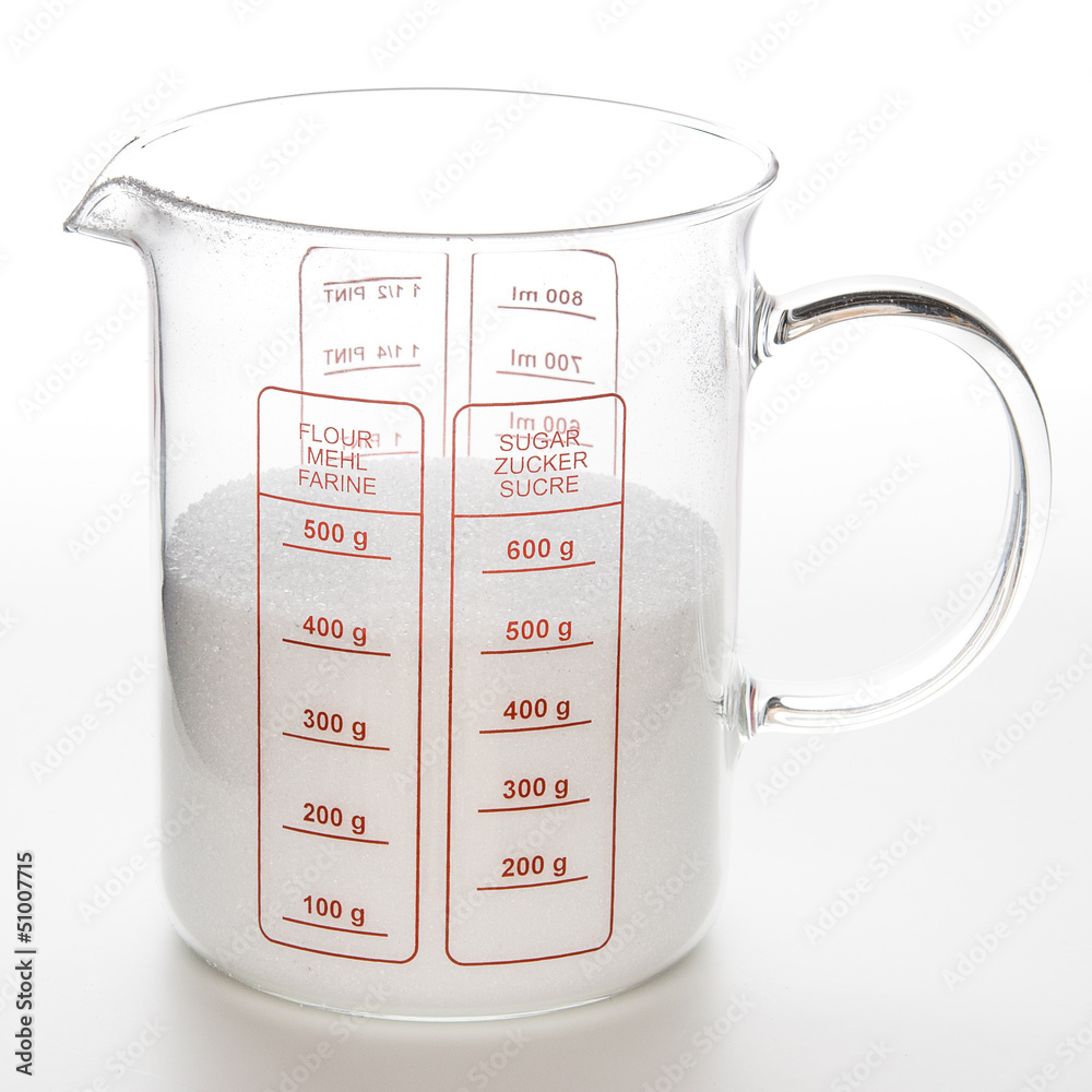 Messbecher mit Zucker Messbecher mit Zucker