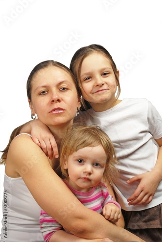 Obraz na płótnie Portrait of a happy mother and her children w salonie