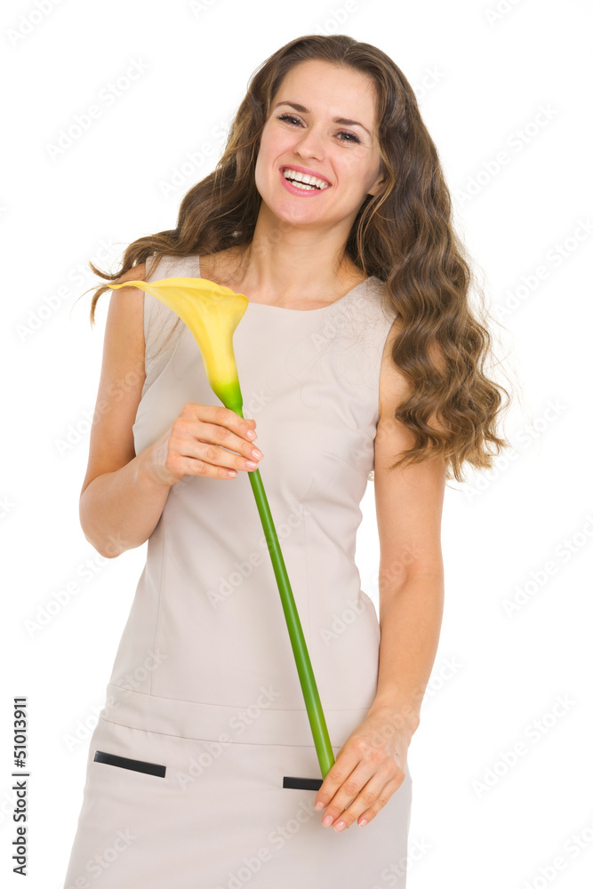 Portrait of happy young woman with flower Portrait of happy young woman with flower