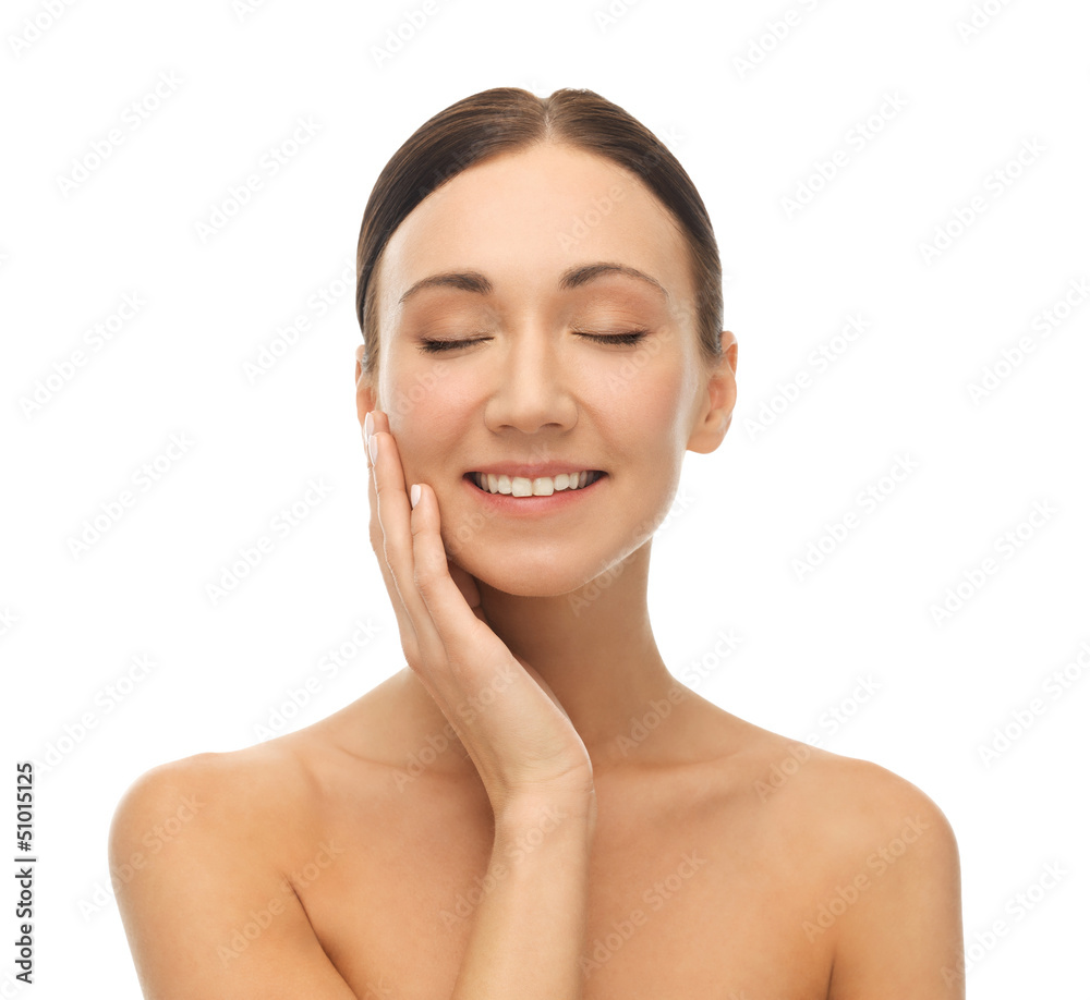 beautiful woman touching her skin beautiful woman touching her skin