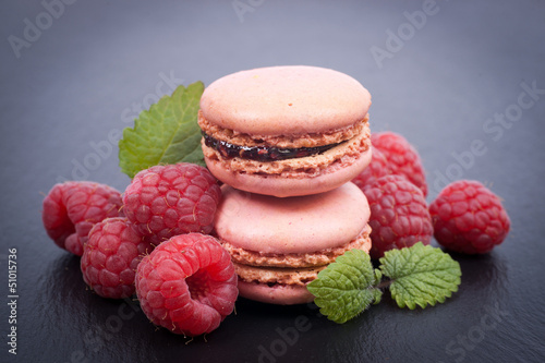 Macarons framboise photo