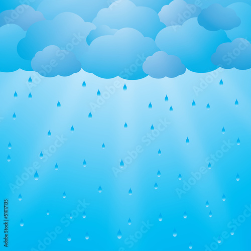 Background with clouds, rain and sun rays