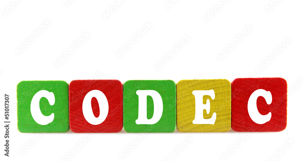 codec - isolated text in wooden building blocks codec - isolated text in wooden building blocks