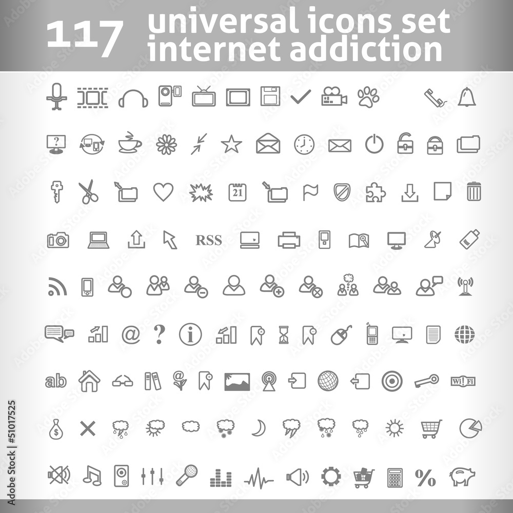 117 Universal Icons Set. Vector Collection