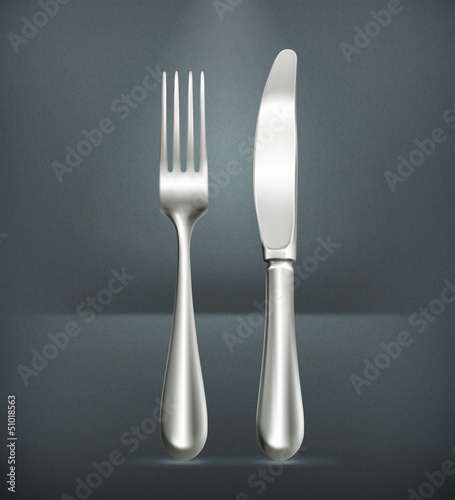 Table knife and fork, silver