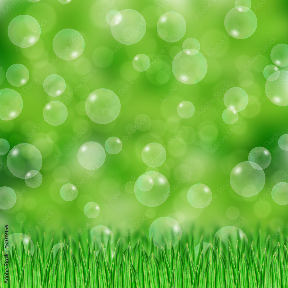 Obraz premium Green grass and bubbles
