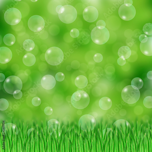 Green grass and bubbles