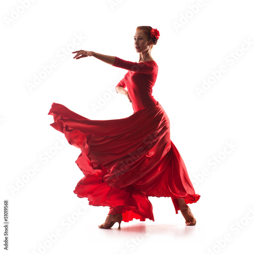 woman dancer wearing red dress photo