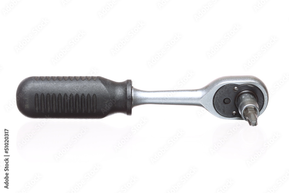 Ratchet spanner isolated on white background