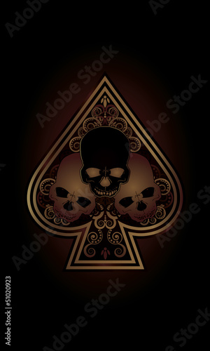 Casino Poker Spades card with skulls