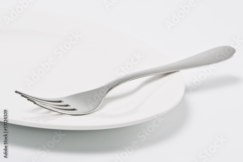 Empty plate and fork