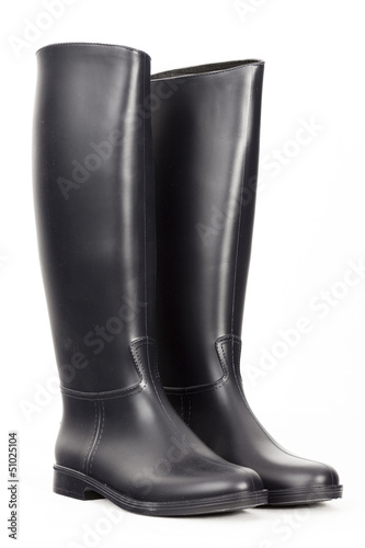 black rubber boots