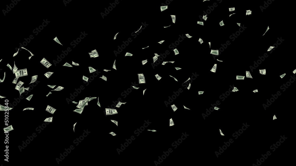 US Dollars Flying, against black US Dollars Flying, against black