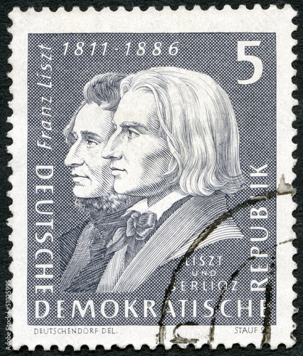 GERMANY - 1961: shows Franz Liszt (1811-1886) and Hector Berlioz photo