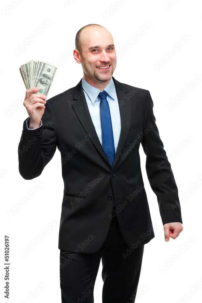 Portrait of a businessman money, isolated on white Portrait of a businessman money, isolated on white