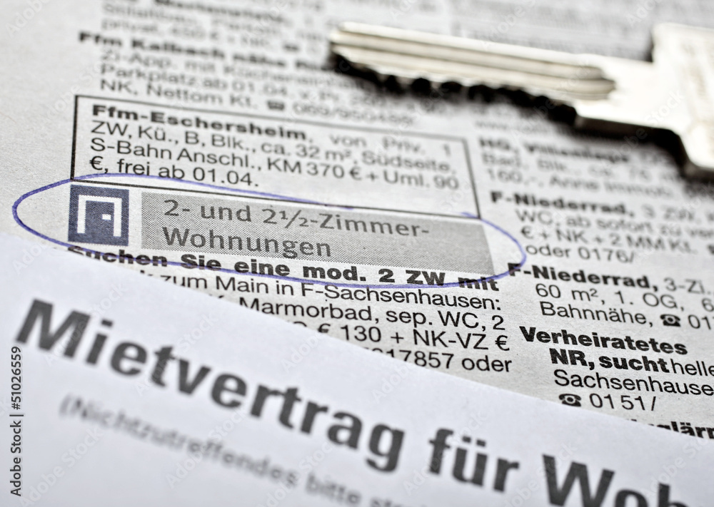 Obraz premium Mietvertrag, Wohnungssuche