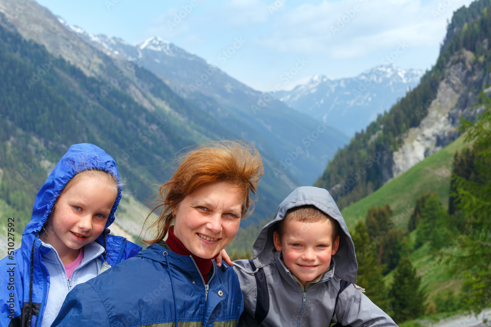 Family portrait in Alps mountain