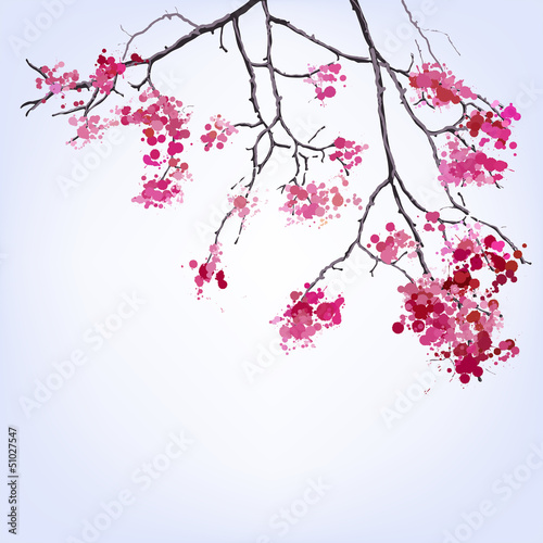 Spring Blooming Sakura branch of blots background