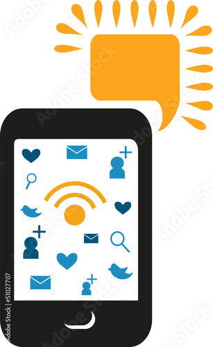 cell phone with comunication icons