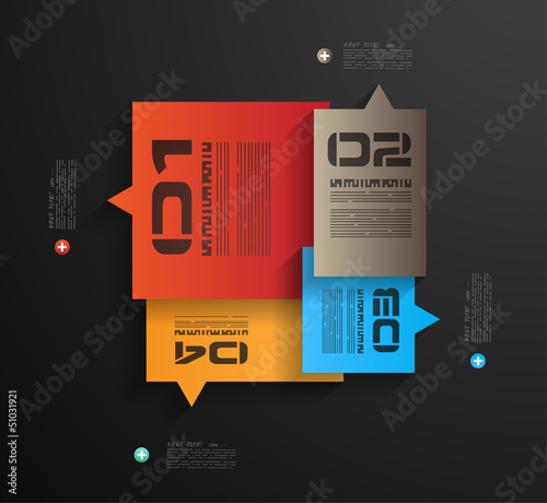 Infographic design template with paper tags