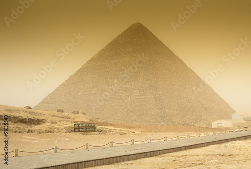 Cheops pyramid  in sandstorm