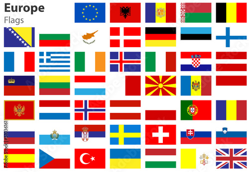 Europe Flags, Europa Fahnen Flaggenset