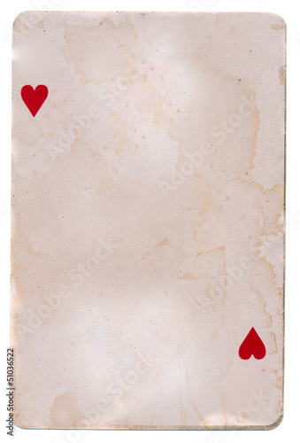 old grunge playing card background with two hearts