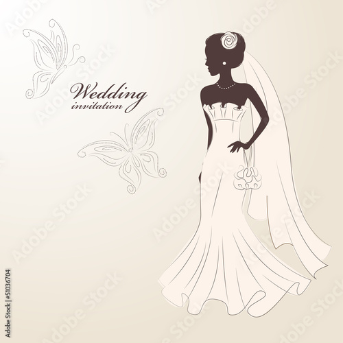 Beautiful bride  in an elegant wedding dress.