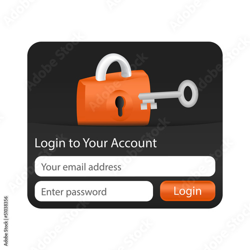 Login to your account form for websites and applications