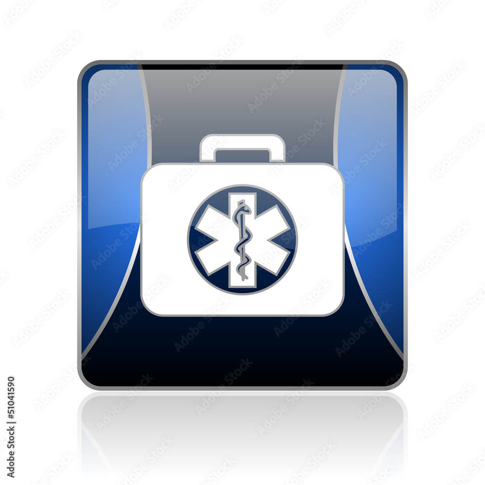 rescue kit blue square web glossy icon rescue kit blue square web glossy icon