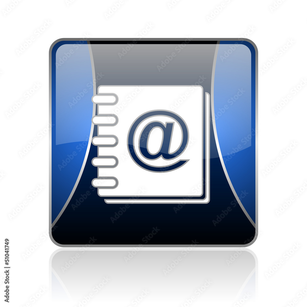 address book blue square web glossy icon address book blue square web glossy icon