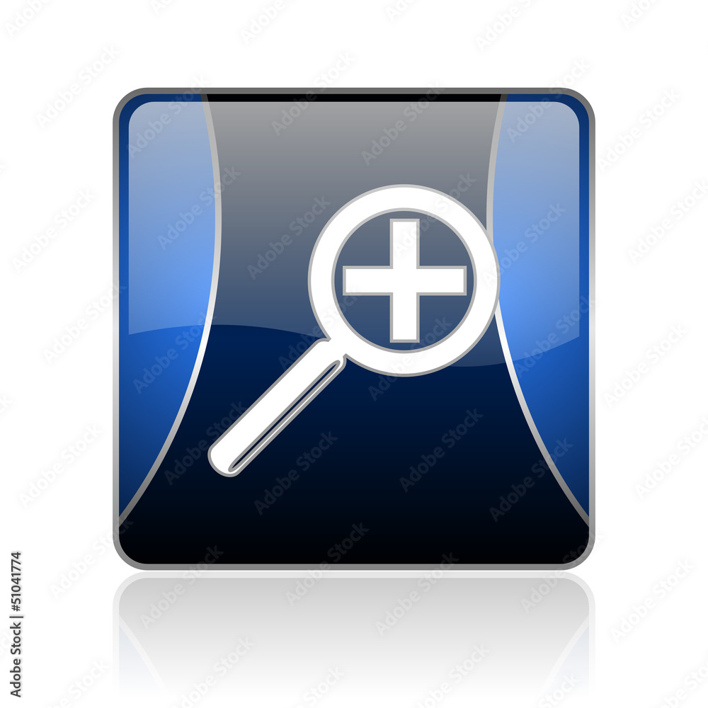 magnification blue square web glossy icon magnification blue square web glossy icon