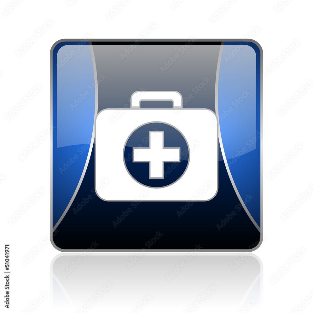 Obraz premium first aid kit blue square web glossy icon