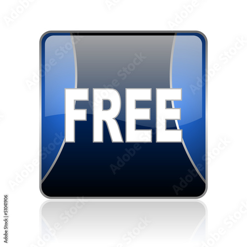 free blue square web glossy icon