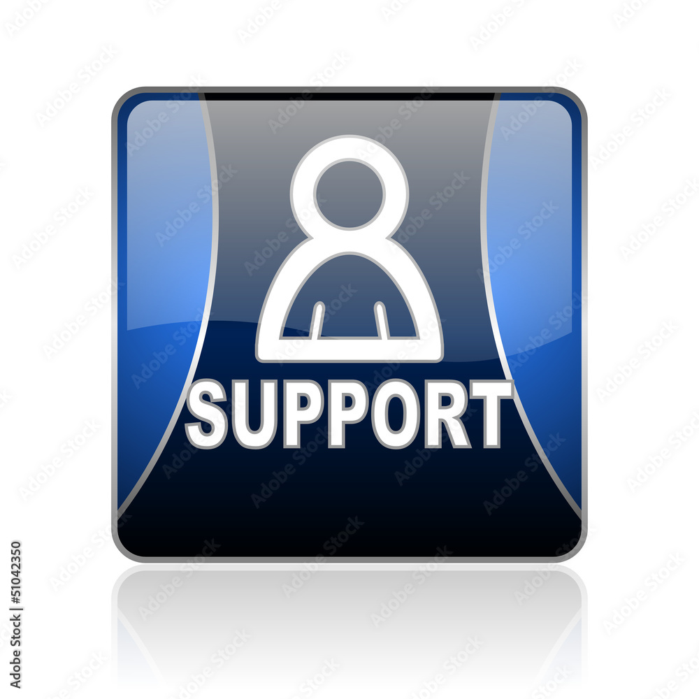 support blue square web glossy icon support blue square web glossy icon