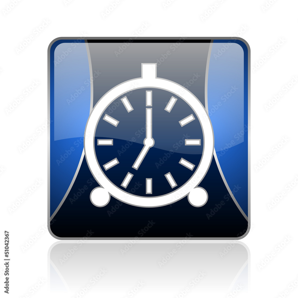 alarm clock blue square web glossy icon alarm clock blue square web glossy icon