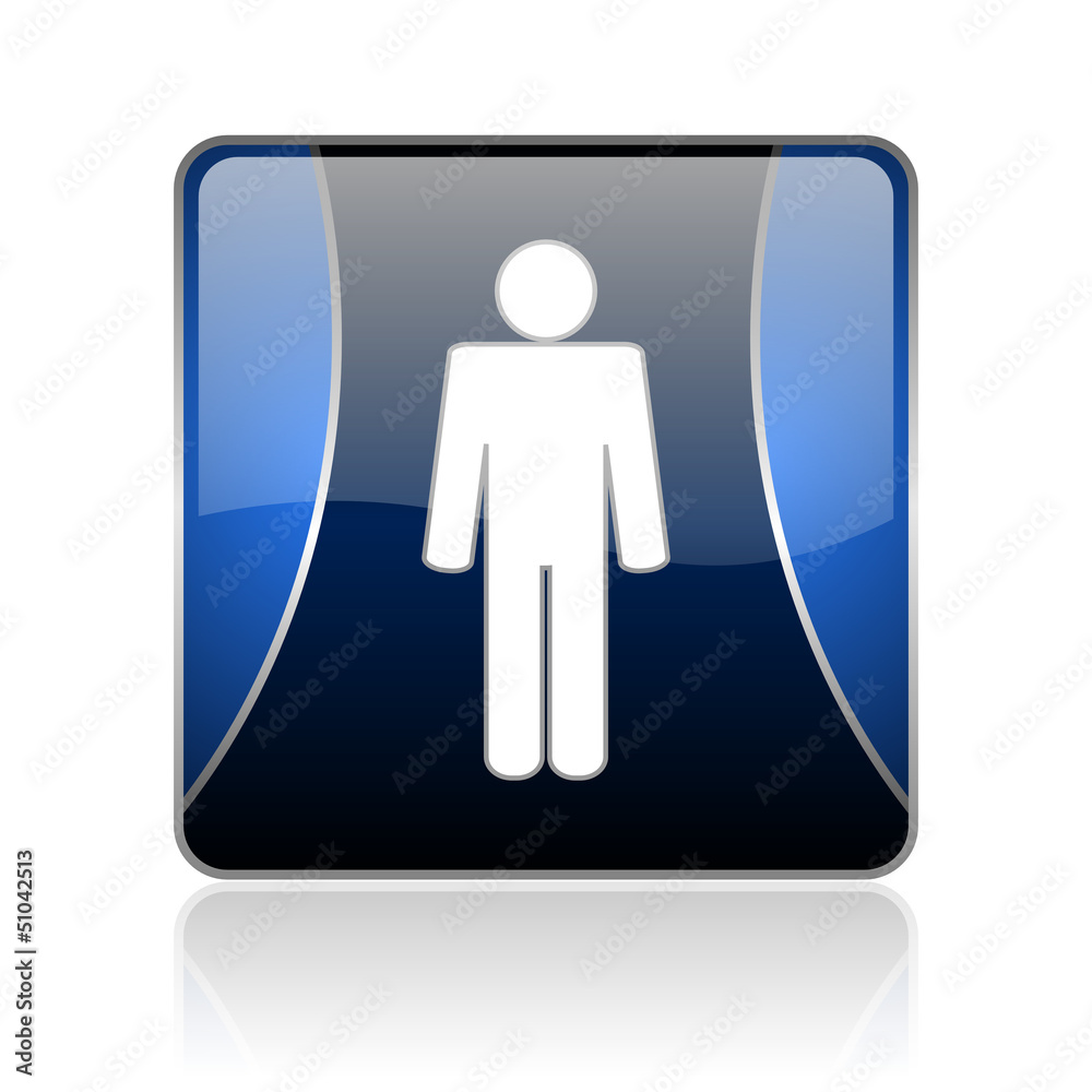 man blue square web glossy icon man blue square web glossy icon