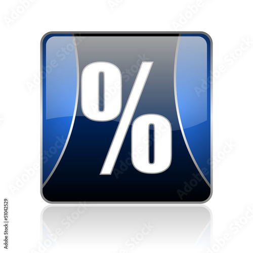 percent blue square web glossy icon