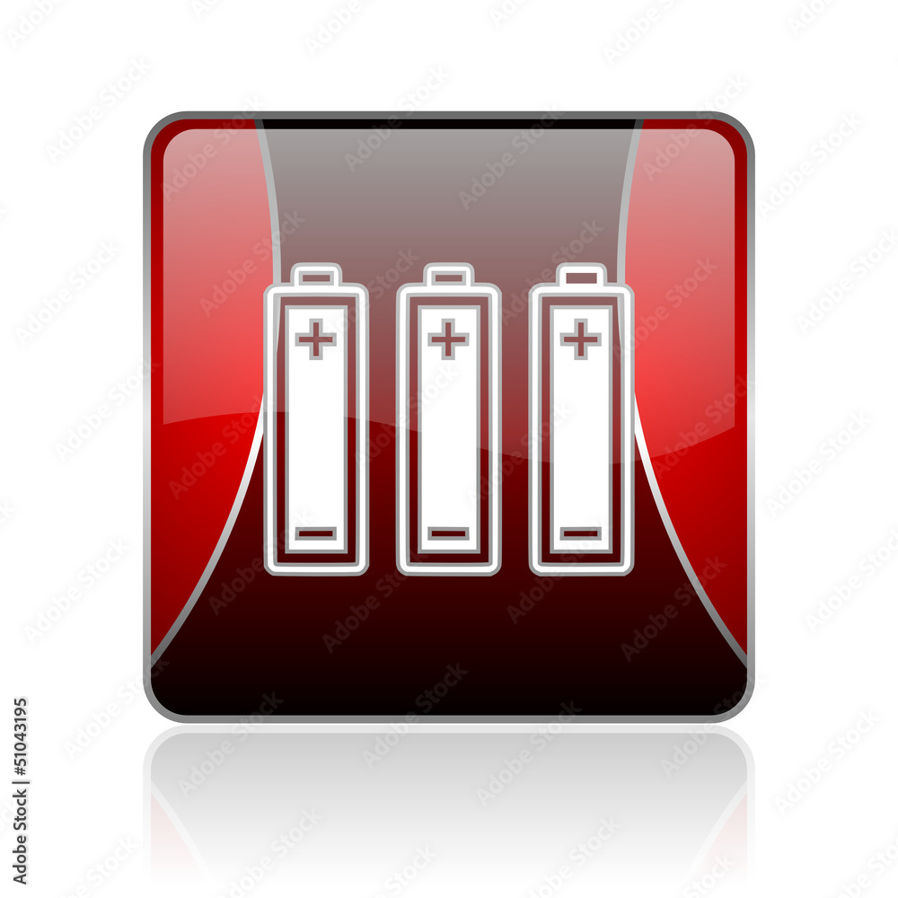 batteries red square web glossy icon batteries red square web glossy icon