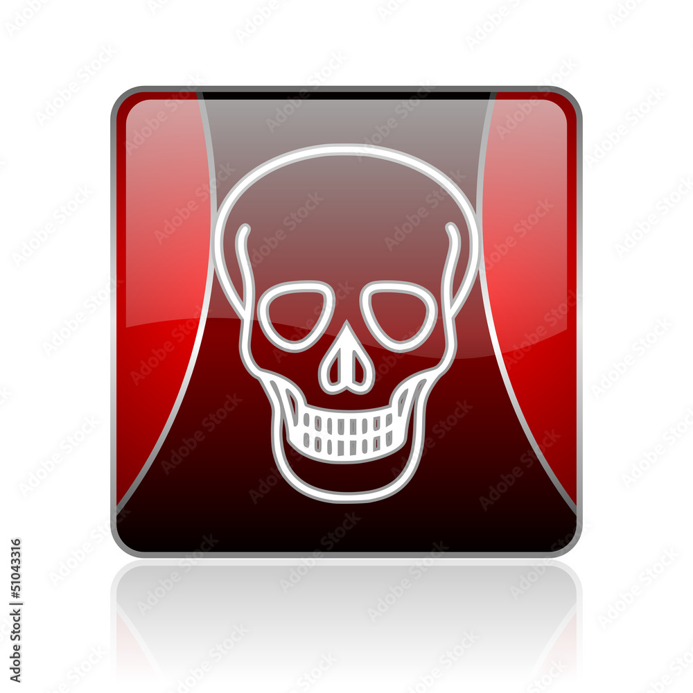 skull red square web glossy icon