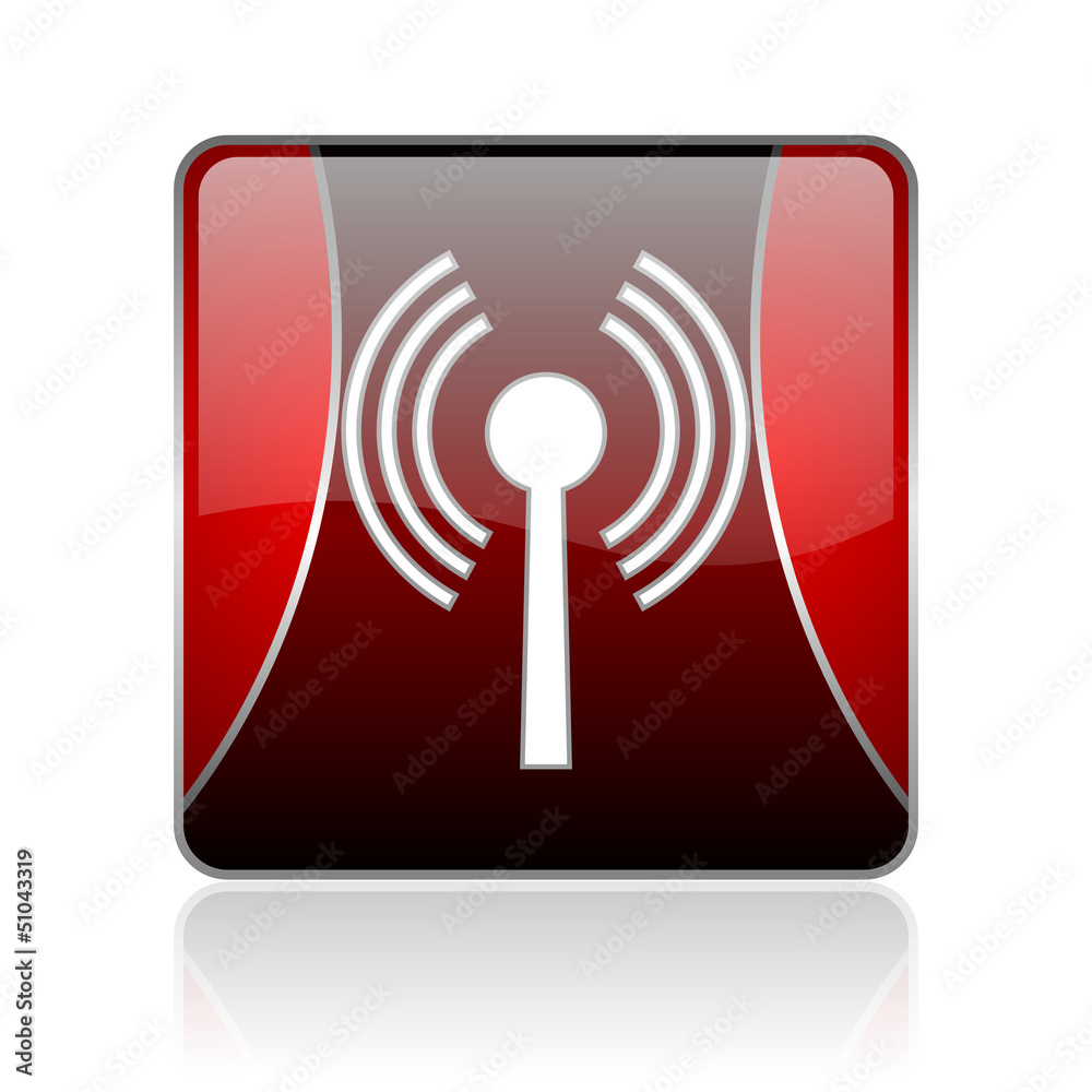 wifi red square web glossy icon wifi red square web glossy icon