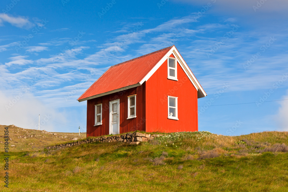 Bright Red Siding House in Iceland Bright Red Siding House in Iceland