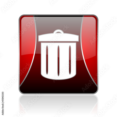 recycle red square web glossy icon