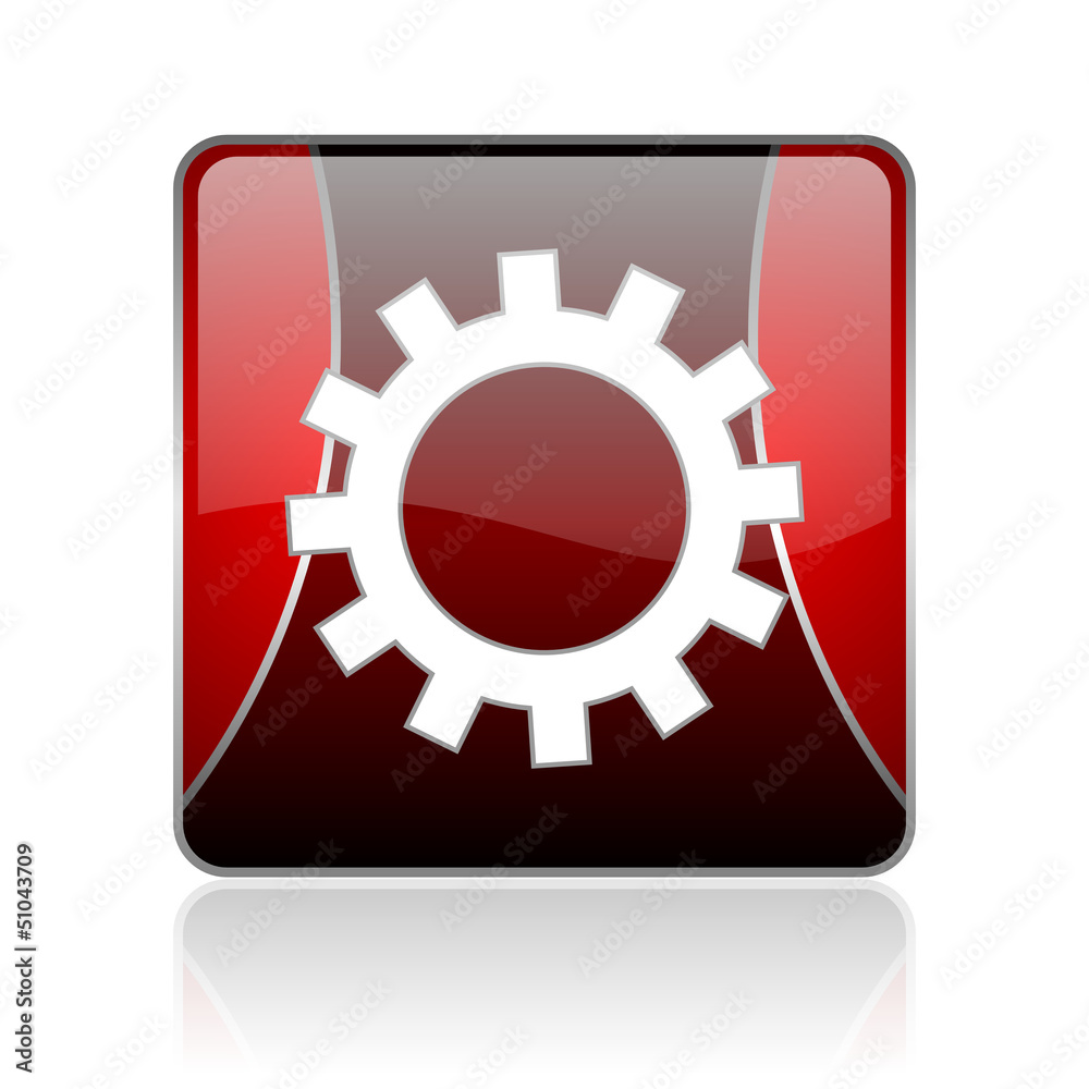 gears red square web glossy icon gears red square web glossy icon