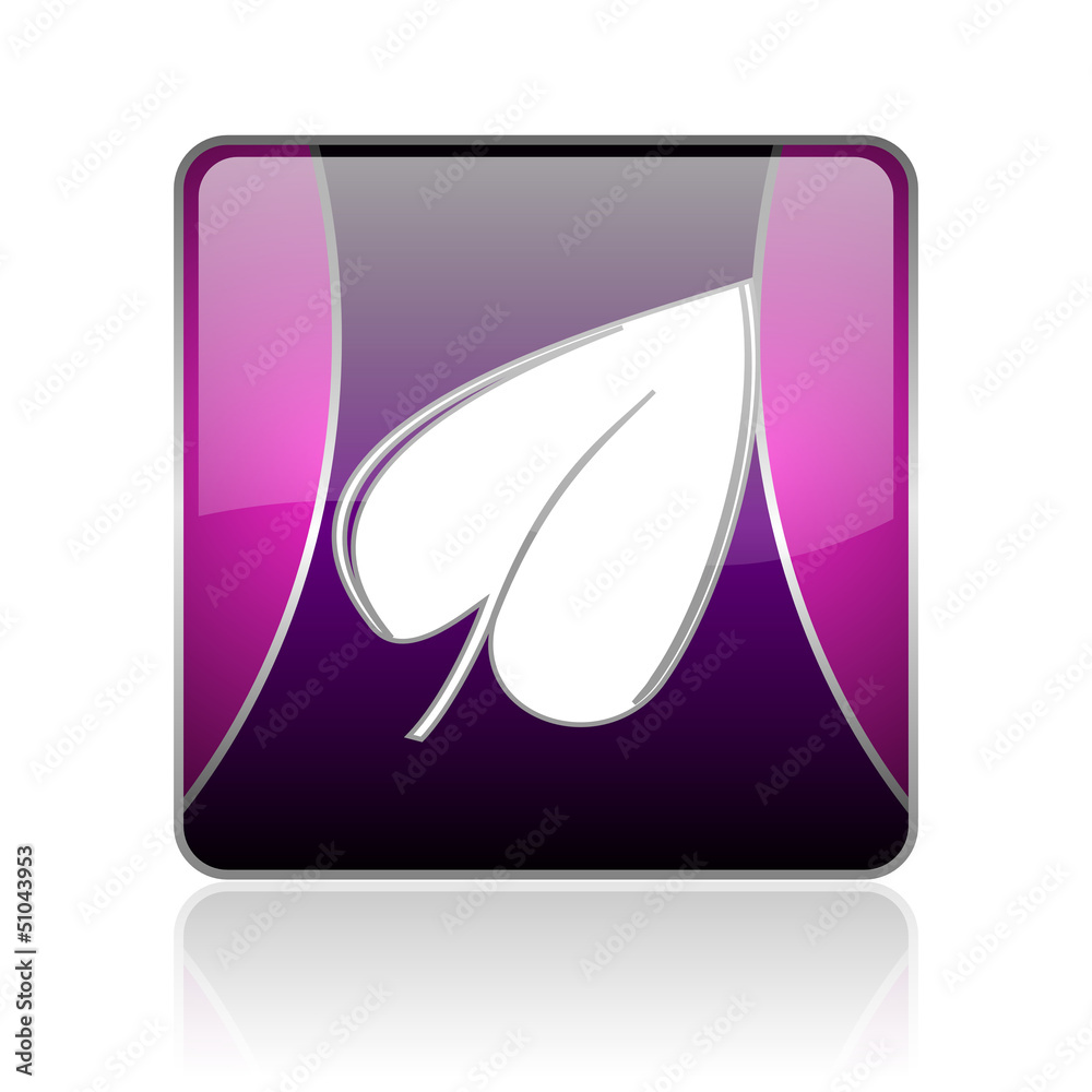 leaf violet square web glossy icon leaf violet square web glossy icon