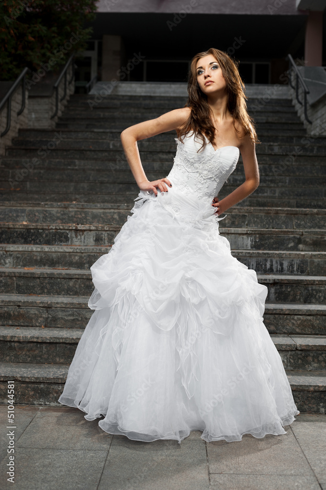 beautiful young woman in wedding dress