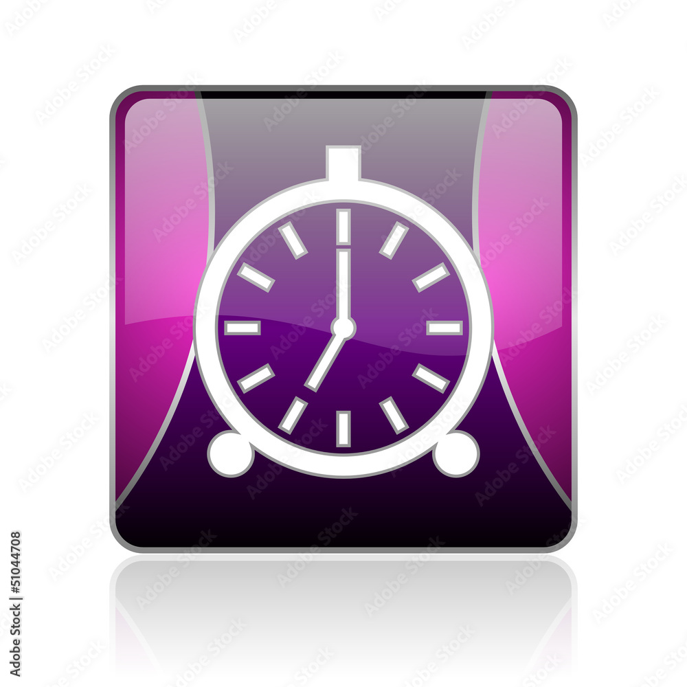 alarm clock violet square web glossy icon alarm clock violet square web glossy icon