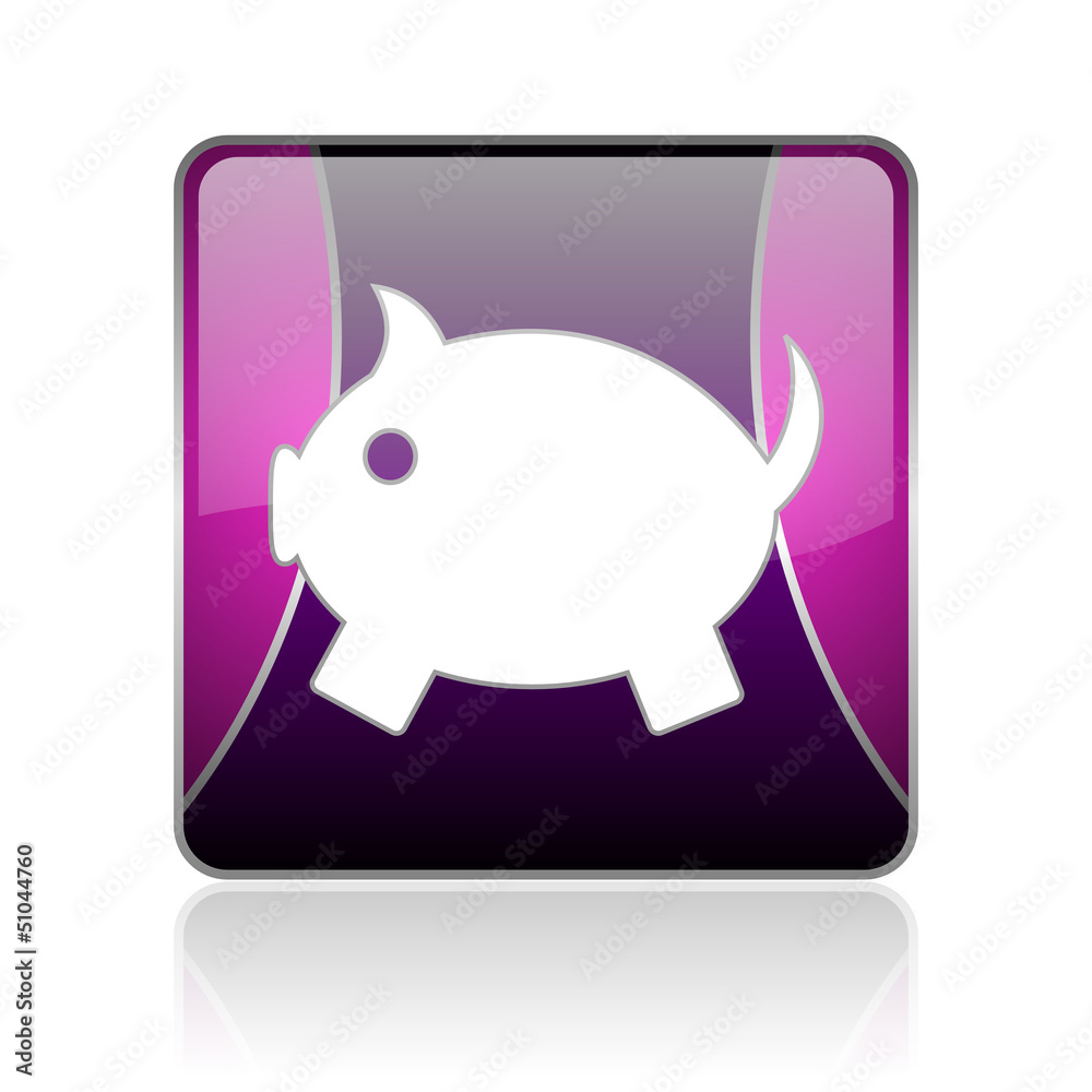 piggy bank violet square web glossy icon piggy bank violet square web glossy icon