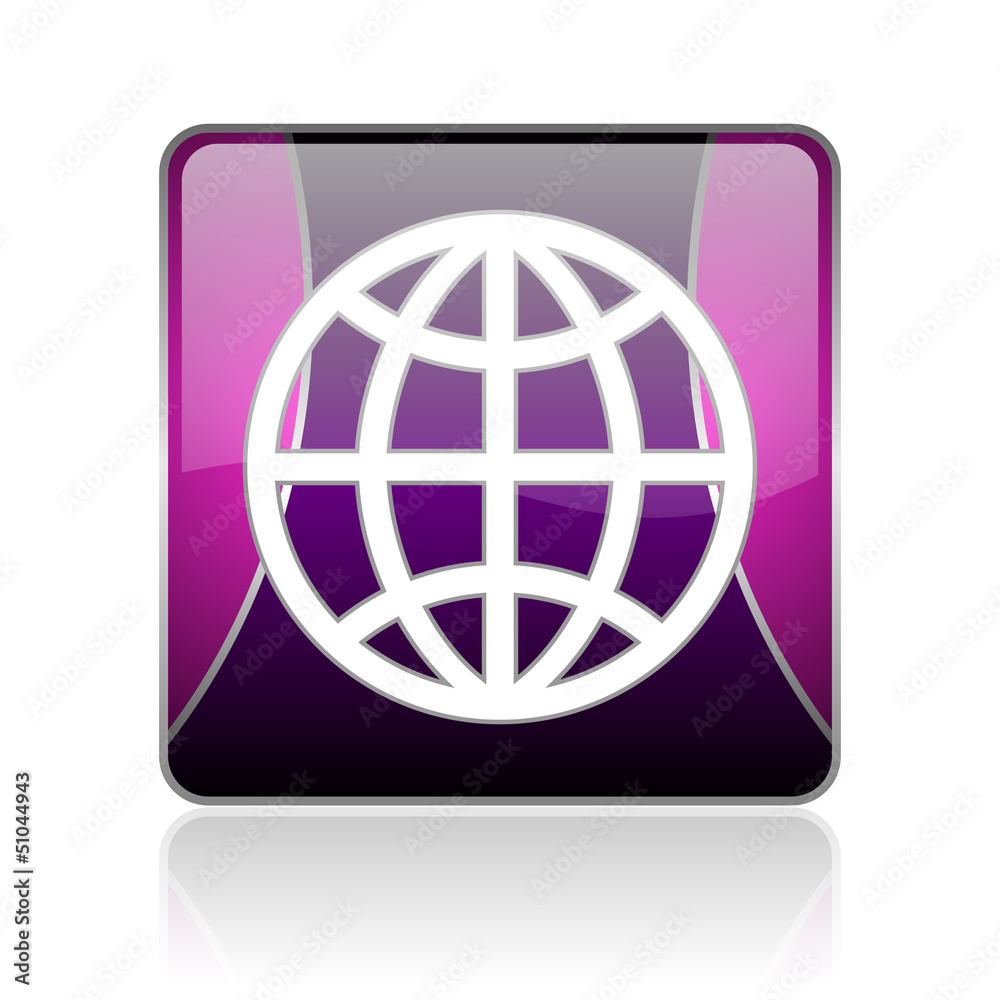 earth violet square web glossy icon earth violet square web glossy icon