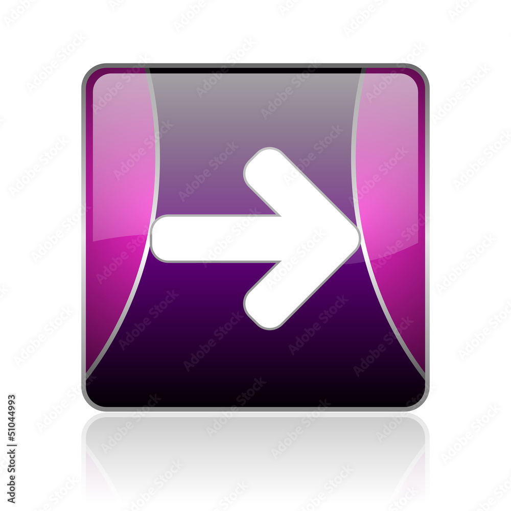 arrow right violet square web glossy icon